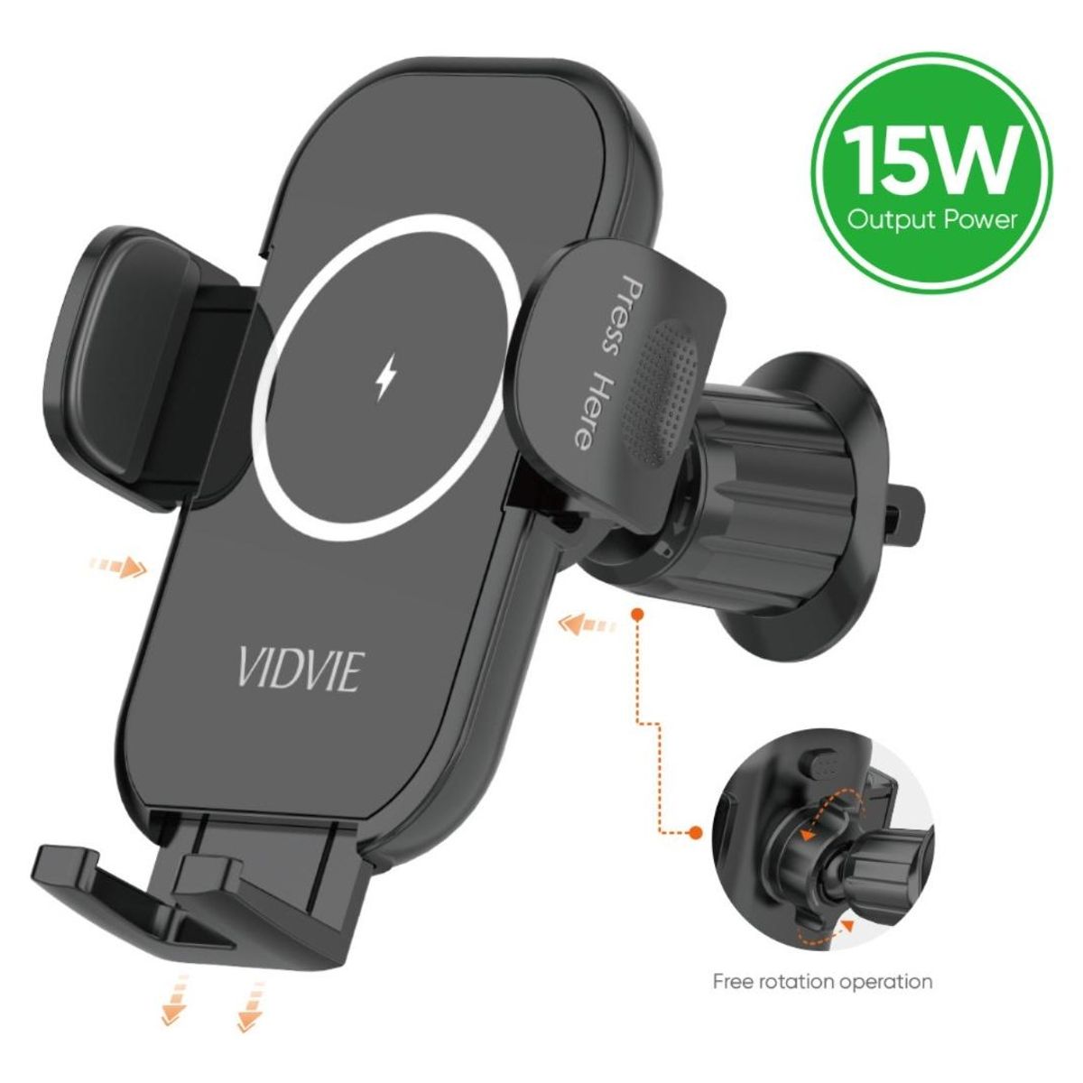 GENERICO - Soporte Celular Universal para Auto con Carga Inalámbrica 15W