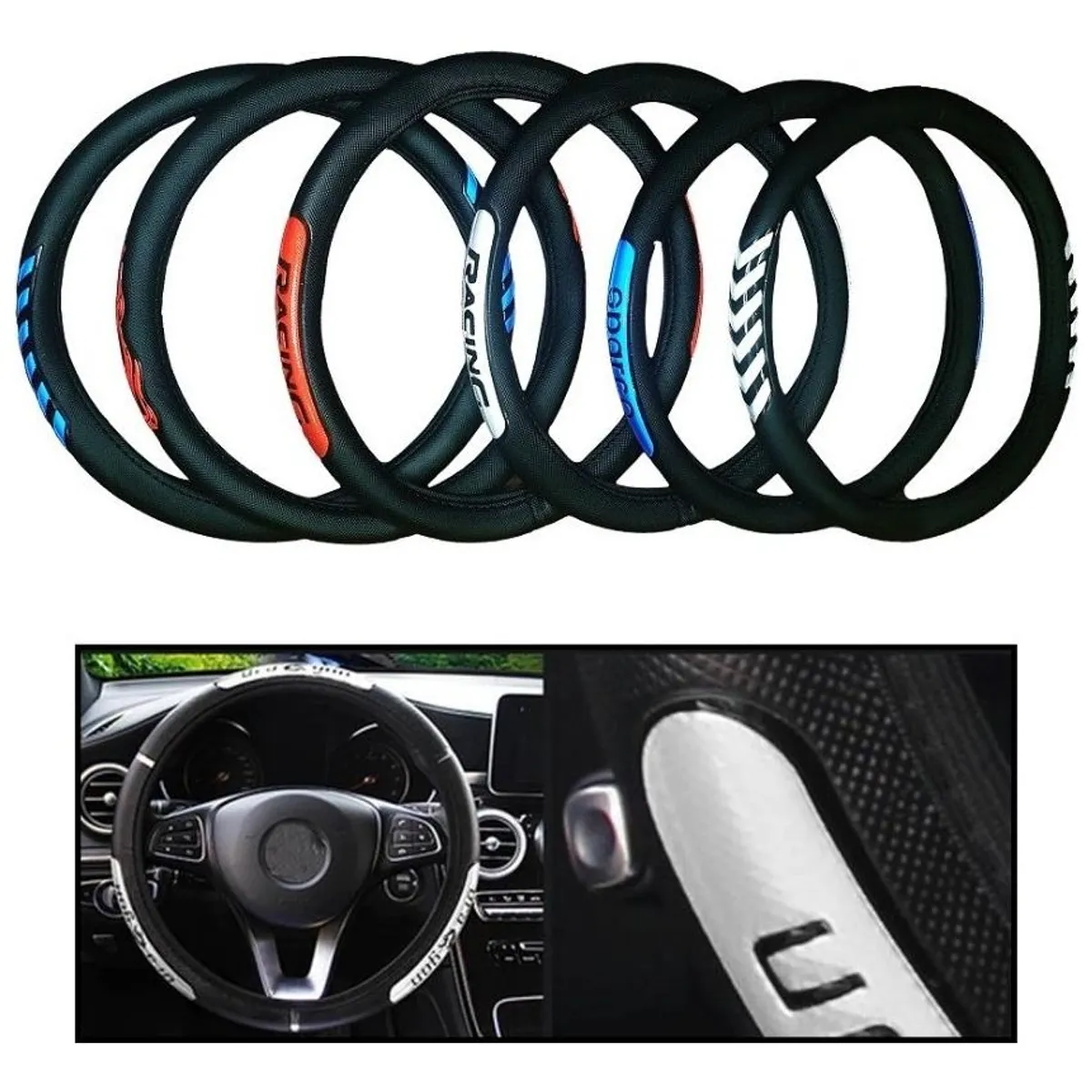 GENERICO - Funda de Volante Antideslizante Ecocuero para Autos