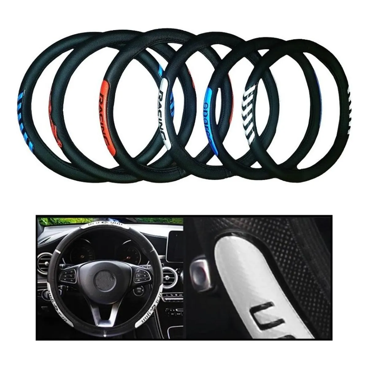 GENERICO - Funda de Volante Antideslizante Ecocuero para Autos