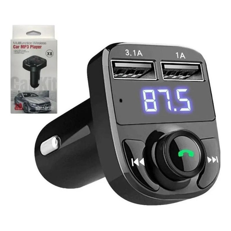 GENERICO - Transmisor FM Bluetooth y Cargador para Auto