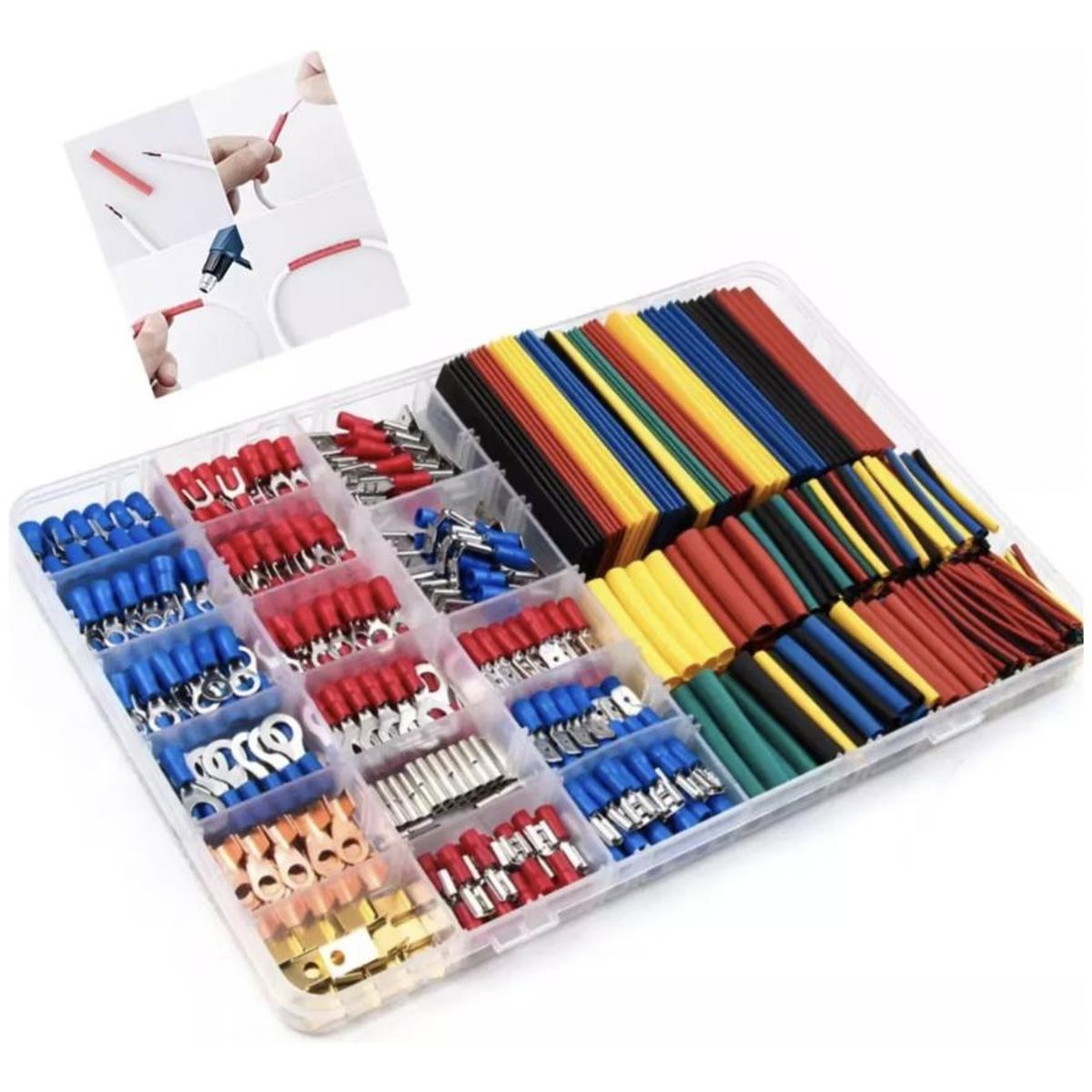 GENERICO - Kit de Terminales y Tubos Termoretráctiles para Conexiones Eléctricas