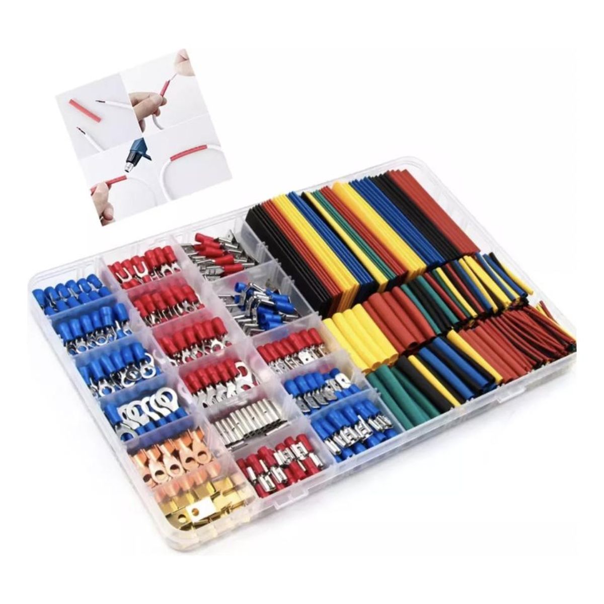 GENERICO - Kit de Terminales y Tubos Termoretráctiles para Conexiones Eléctricas