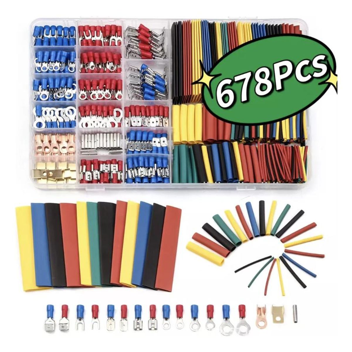 GENERICO - Kit de Terminales y Tubos Termoretráctiles para Conexiones Eléctricas