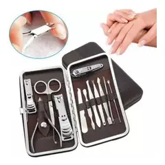 GENERICO - Estuche de Manicura y Pedicura 12 Piezas Acero Inoxidable