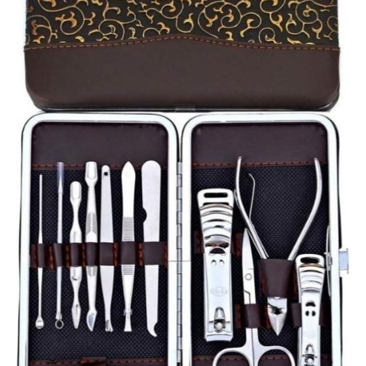 GENERICO - Estuche de Manicura y Pedicura 12 Piezas Acero Inoxidable