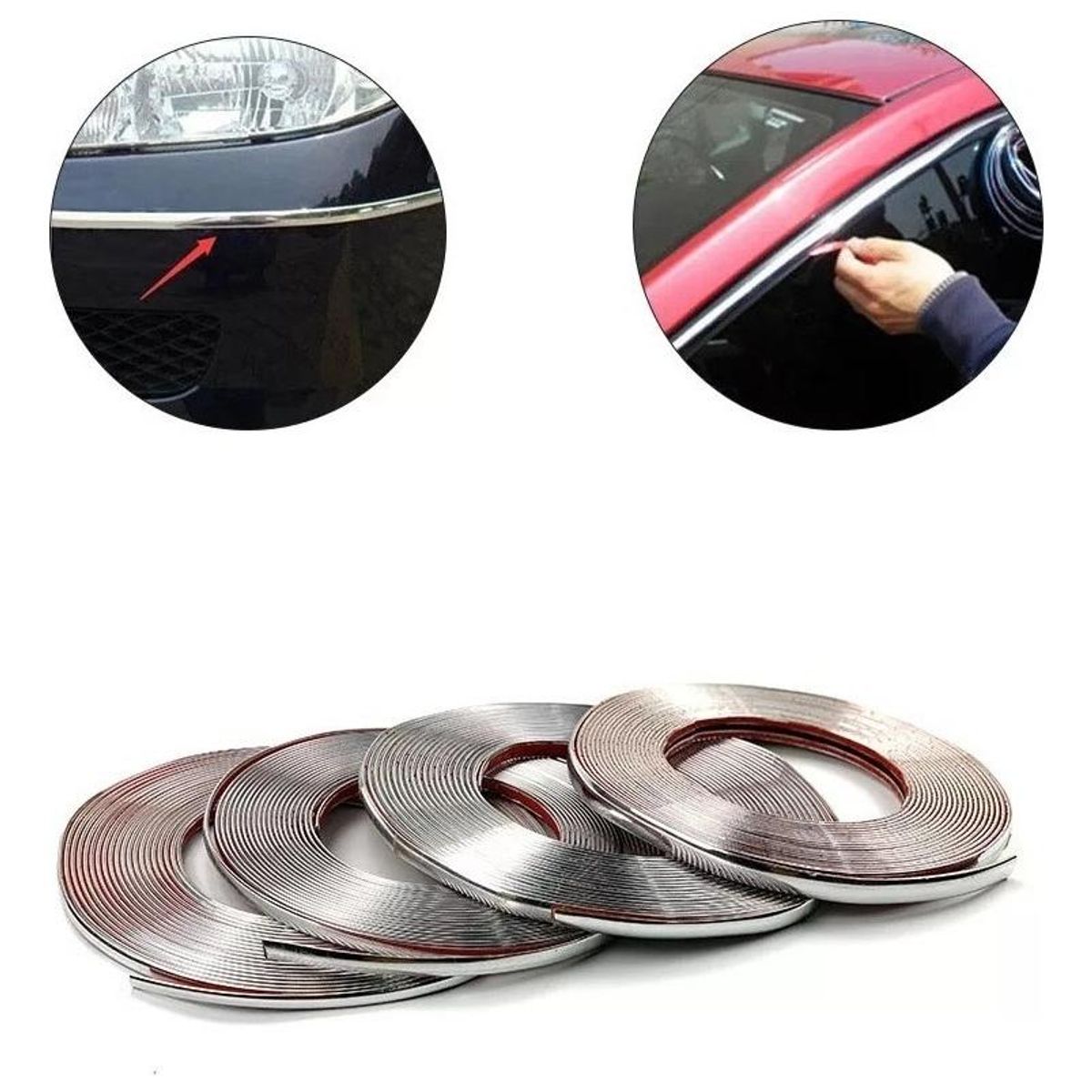 GENERICO - Cinta Adhesiva Cromada para Auto 6mm x 15mts - PVC Flexible