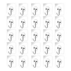 GENERICO - Pack de 25 Ganchos Adhesivos de Acero Inoxidable