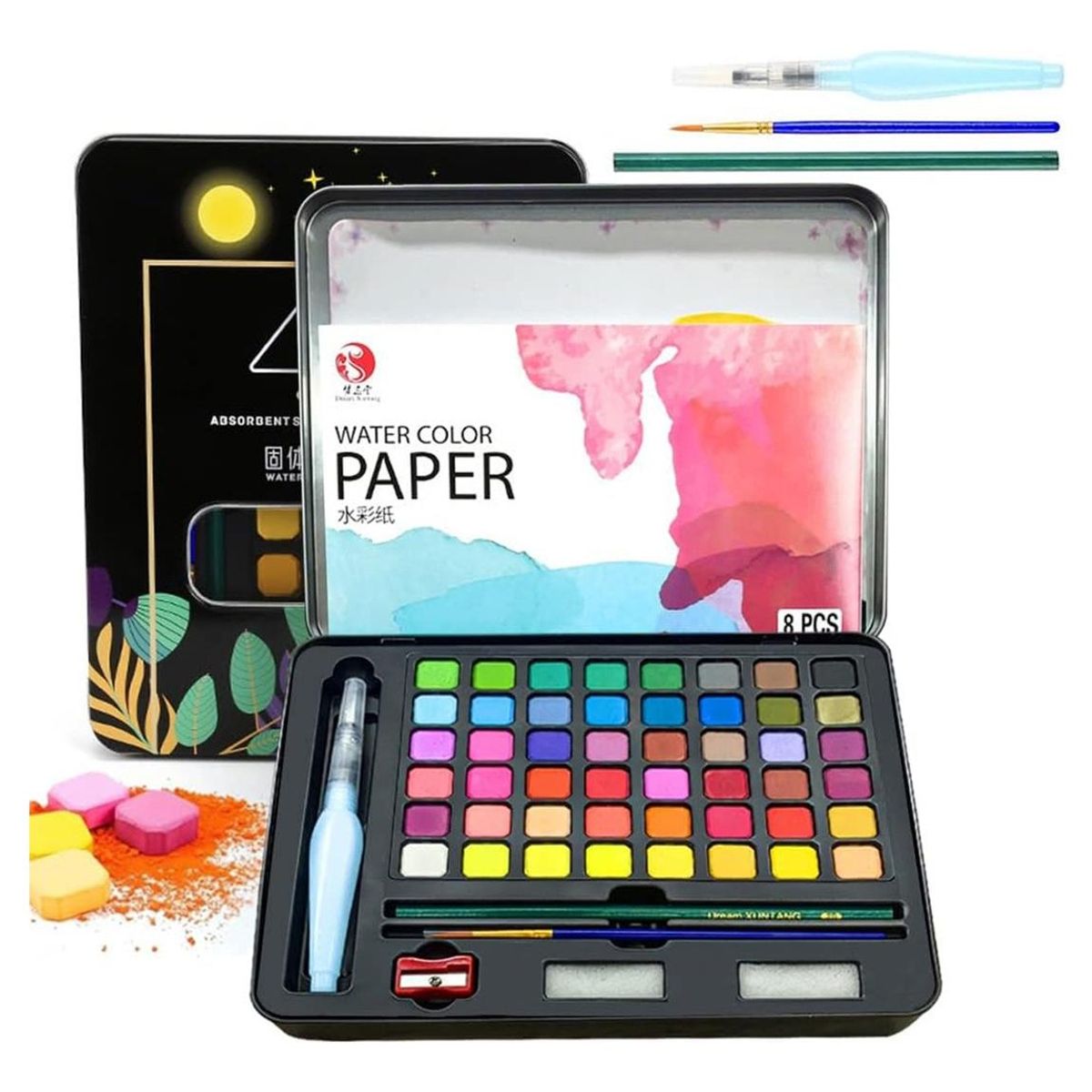 GENERICO - Kit de Acuarelas Profesionales de 48 Colores Portátil