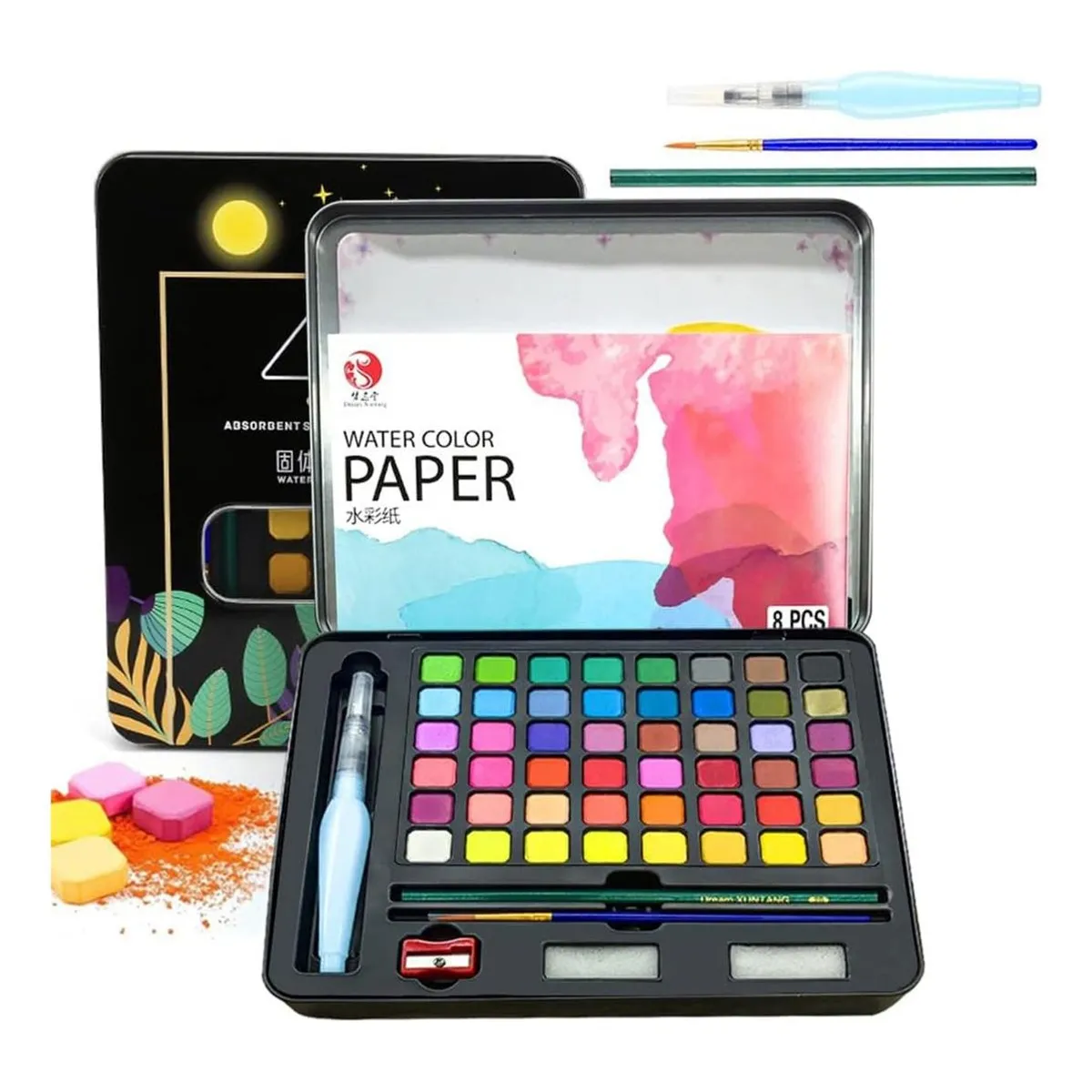 GENERICO - Kit de Acuarelas Profesionales de 48 Colores Portátil
