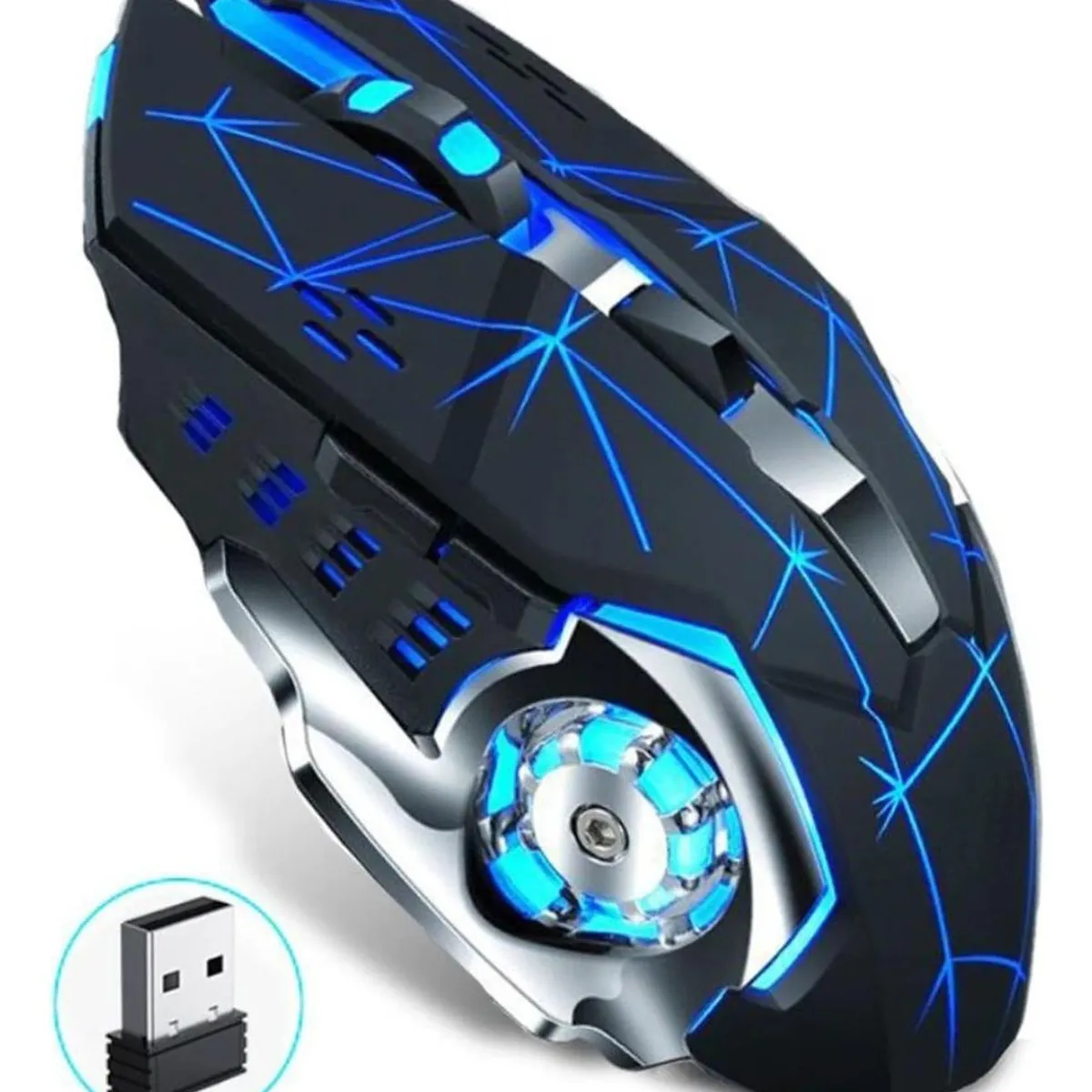 GENERICO - Mouse Inalámbrico Gamer Recargable con Iluminación RGB