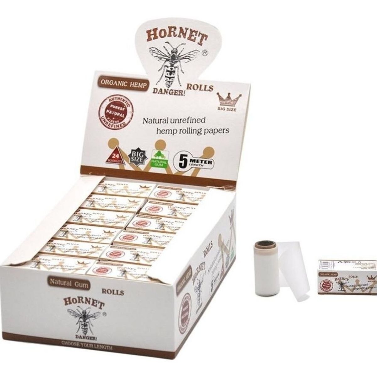 GENERICO - Caja 24 Rollos de Papel Orgánico Hornet 5m 44mm