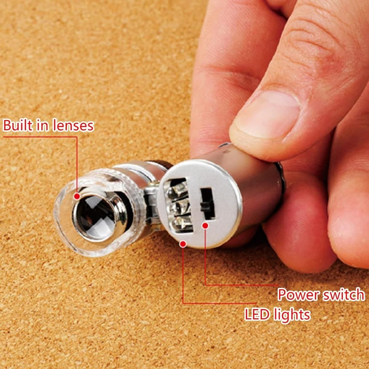 GENERICO - Microscopio de Bolsillo 60x con Luz LED y UV