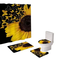 GENERICO - Juego De Baño Set De 4 Piezas Cortina + Tapa Wc + 2 Alfombra