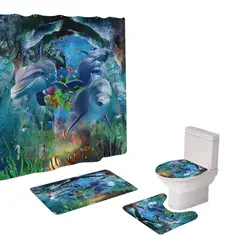 GENERICO - Juego De Baño Set De 4 Piezas Cortina + Tapa Wc + 2 Alfombra