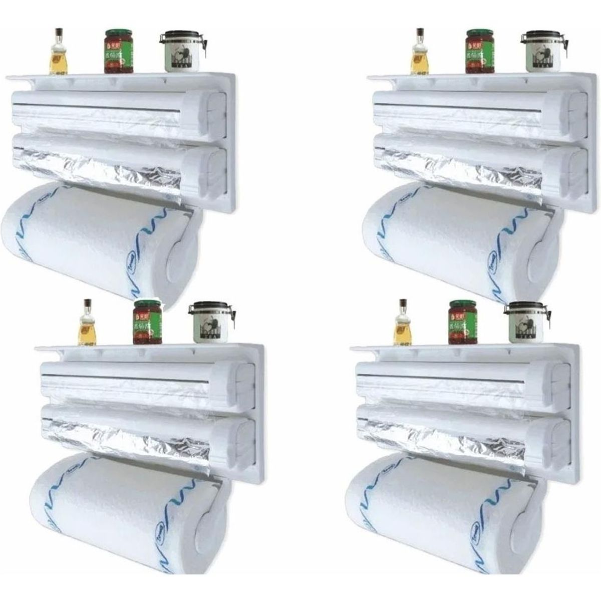 GENERICO - Dispensador Triple Portarrollos de Cocina para Film y Papel