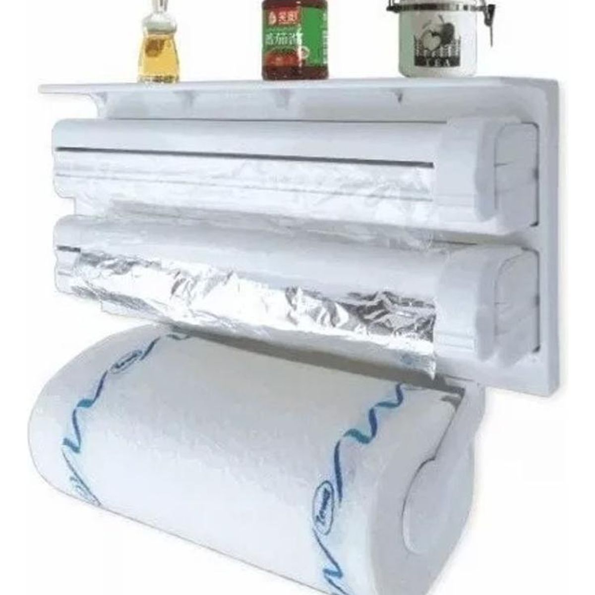 GENERICO - Dispensador Triple Portarrollos de Cocina para Film y Papel