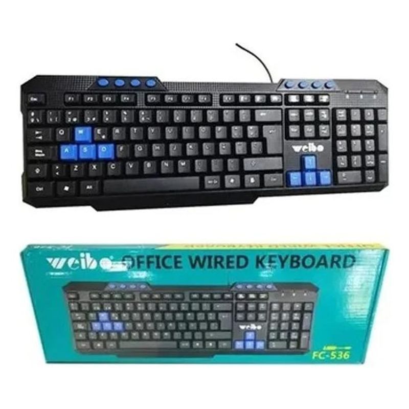 GENERICO - Teclado de Oficina USB con Diseño Ergonómico y Multimedia