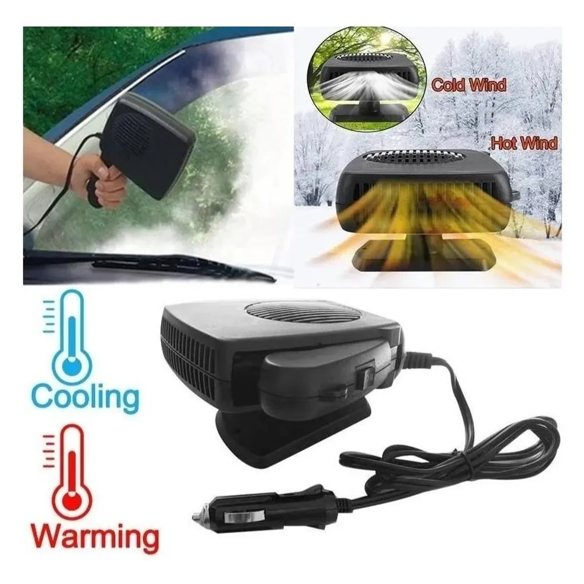 GENERICO - Calefactor Ventilador Descongelador Auto 12V Plegable