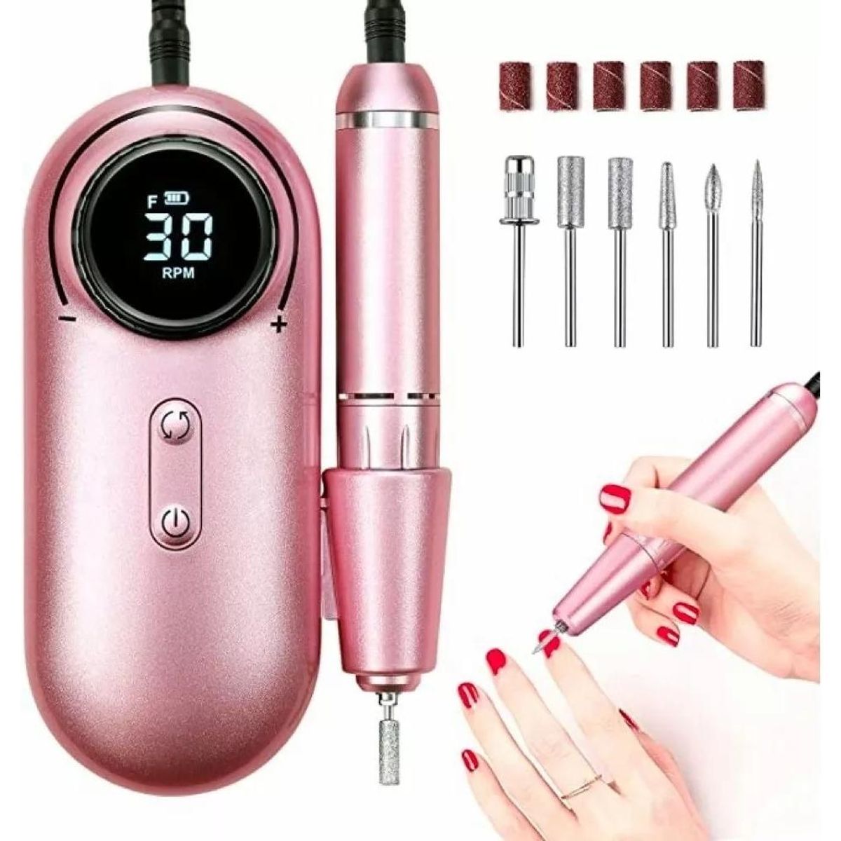 GENERICO - Torno De Uñas Inalámbrico 30000 RPM con Pantalla LCD