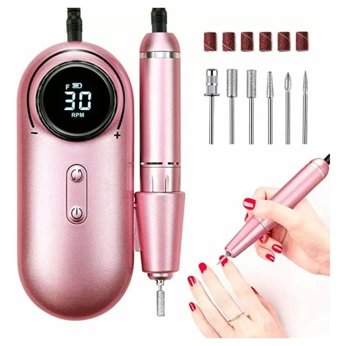 GENERICO - Torno De Uñas Inalámbrico 30000 RPM con Pantalla LCD