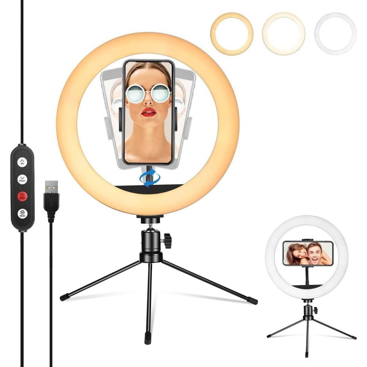 GENERICO - Lámpara LED Aro de Luz con Trípode para Fotografía y Video