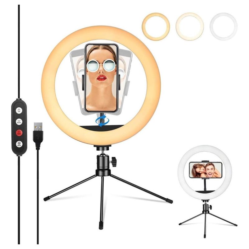 GENERICO - Lámpara LED Aro de Luz con Trípode para Fotografía y Video