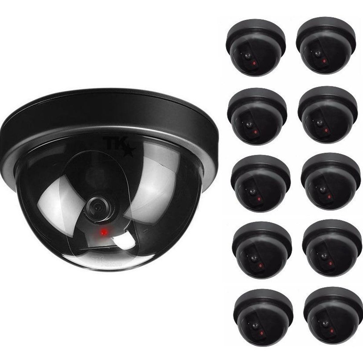 GENERICO - Pack de 10 Cámaras Falsas de Vigilancia Tipo Domo