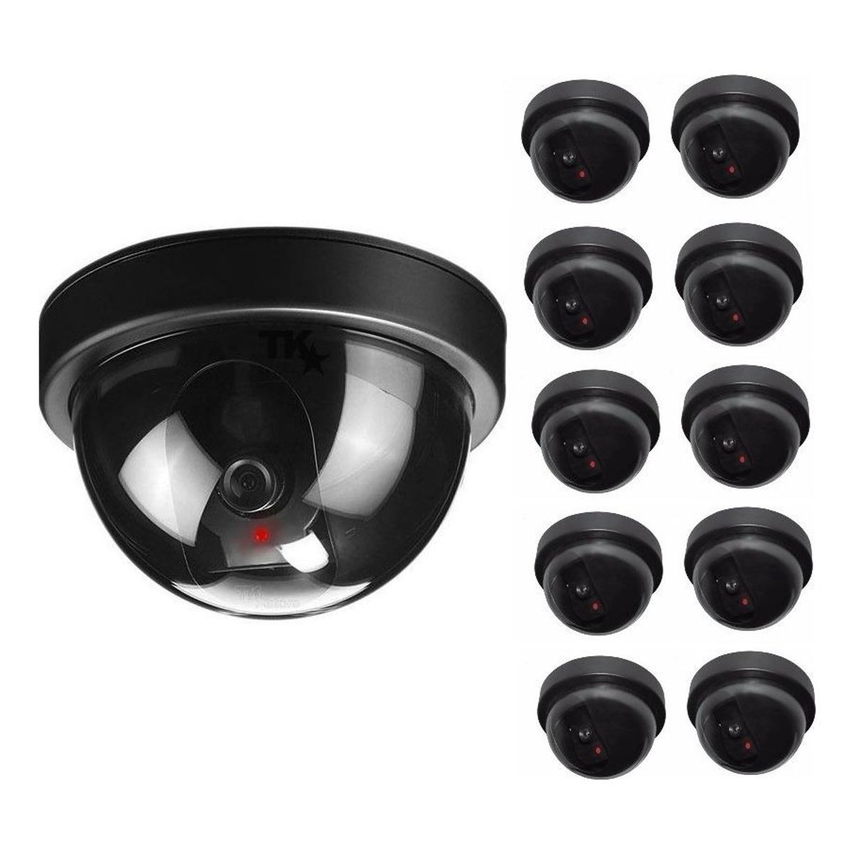 GENERICO - Pack de 10 Cámaras Falsas de Vigilancia Tipo Domo