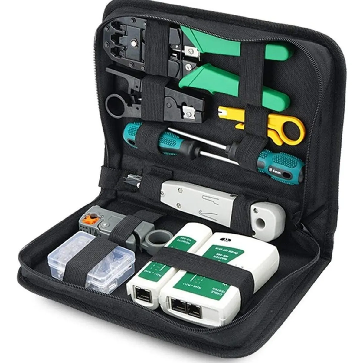 GENERICO - Kit Multifuncional de Herramientas Crimpadora y Pelacable RJ45.