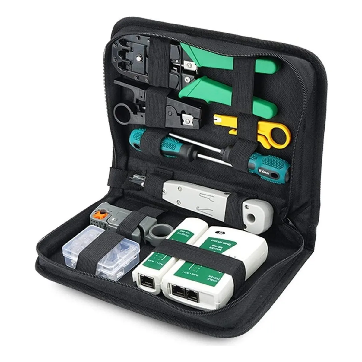 GENERICO - Kit Multifuncional de Herramientas Crimpadora y Pelacable RJ45.