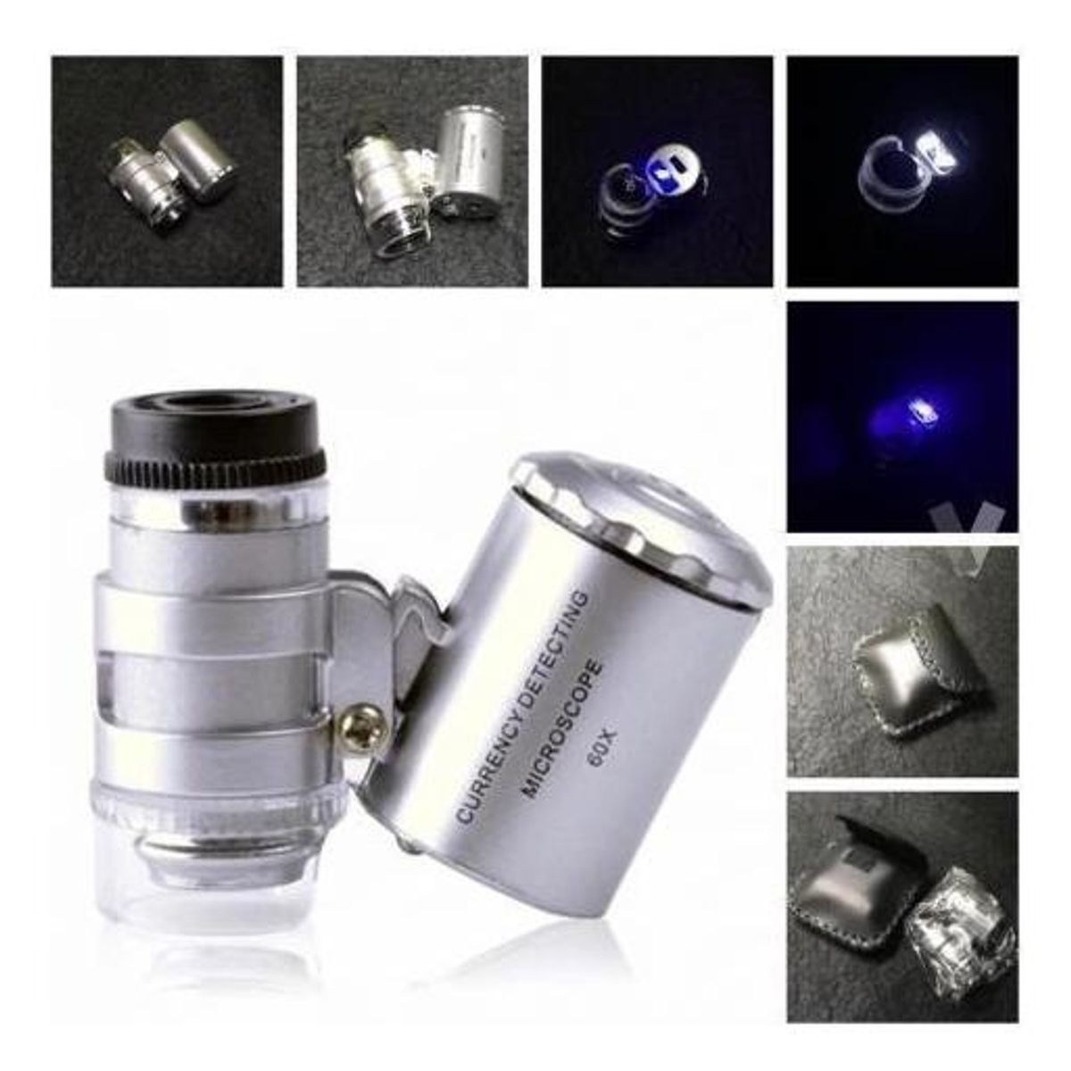 GENERICO - Microscopio de Bolsillo 60x con Luz LED y UV