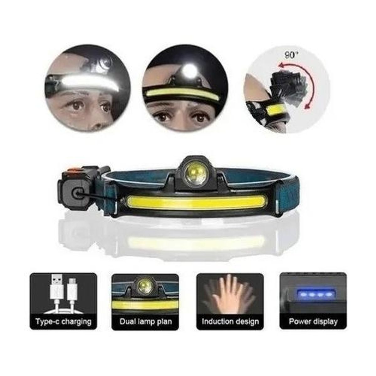 GENERICO - Linterna Frontal LED Alta Potencia para Camping