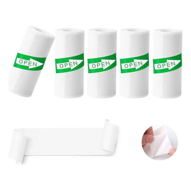 GENERICO - 5 Rollos de Papel Adhesivo Térmico 58mm para Impresoras