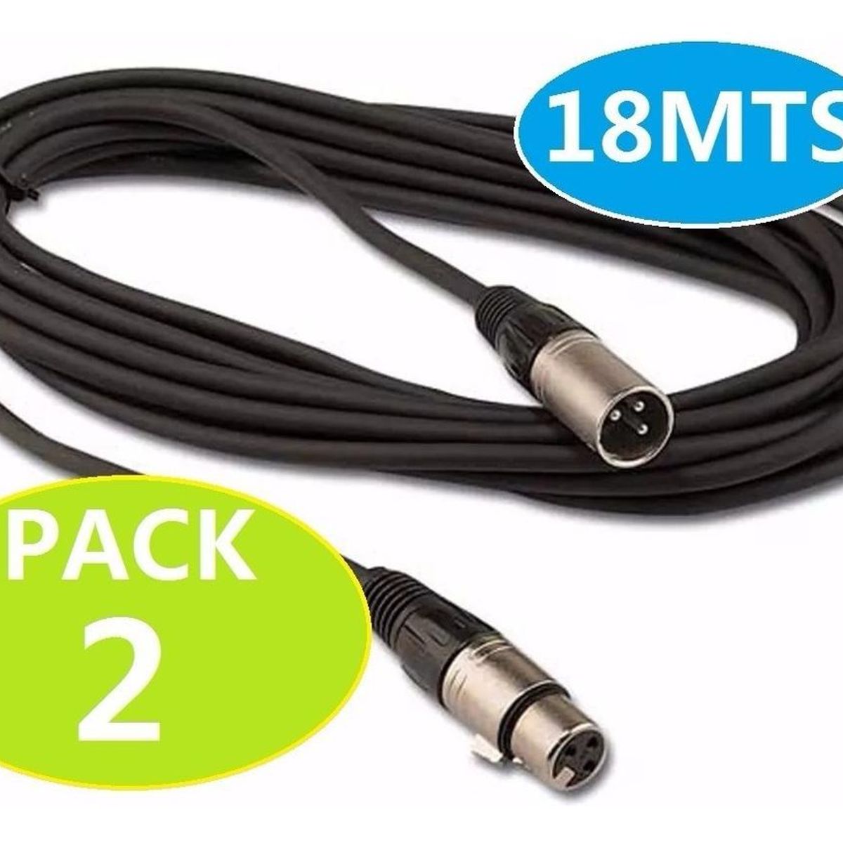 GENERICO - Cable de Extensión DMX-XLR 18m Pack de 2 Unidades