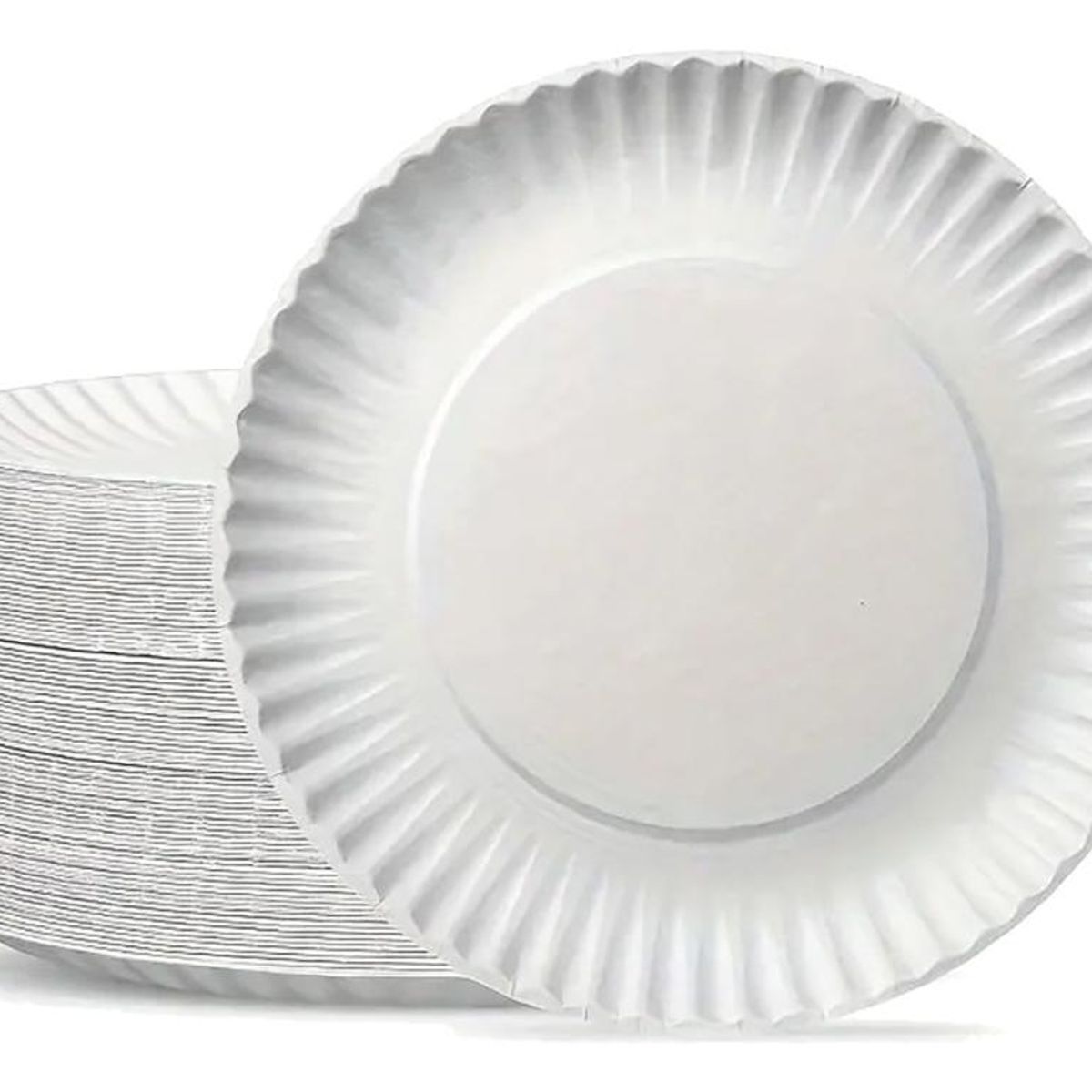 GENERICO - Pack de 100 Platos Desechables de Cartón Blanco de 18 cm