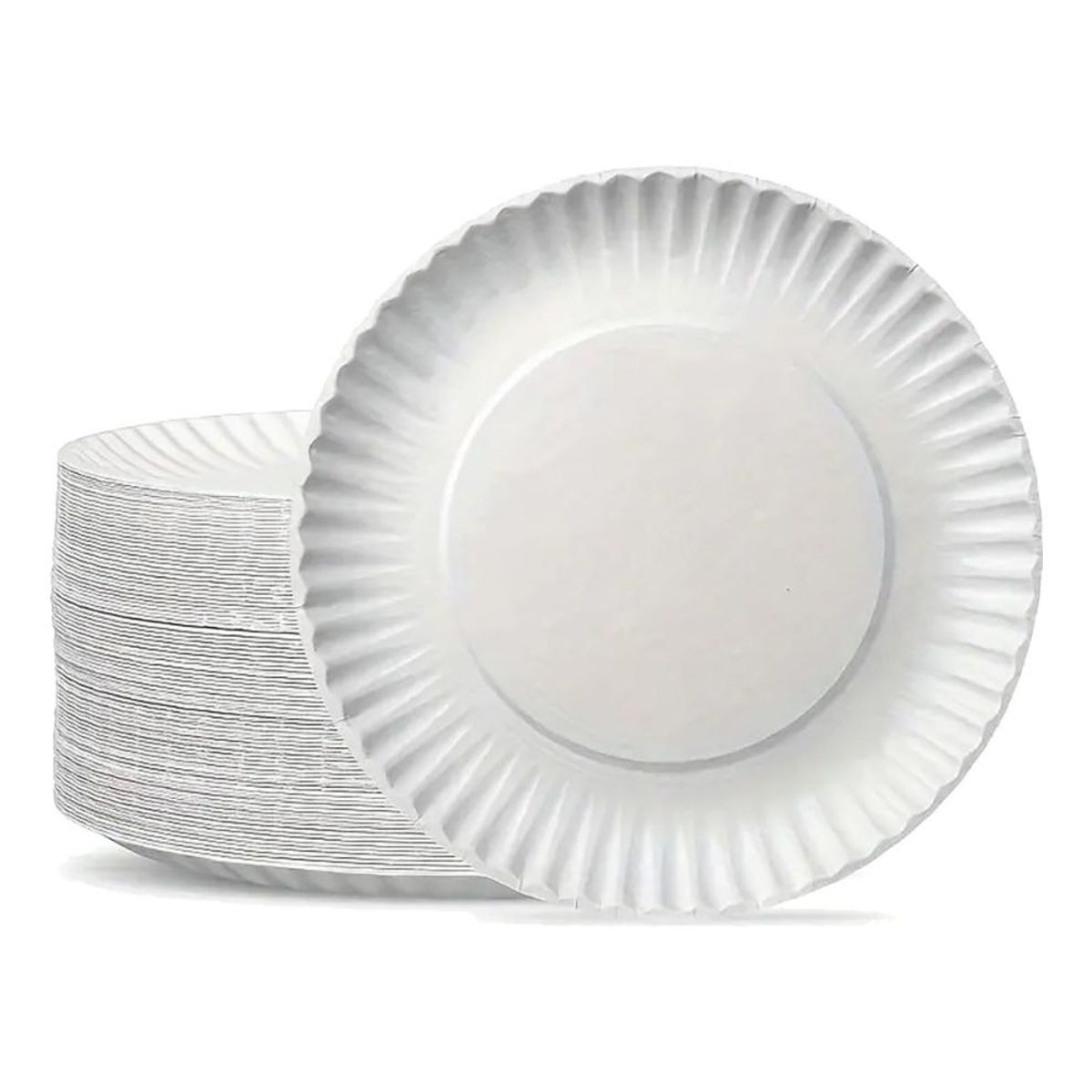 GENERICO - Pack de 100 Platos Desechables de Cartón Blanco de 18 cm
