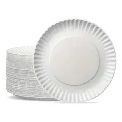 GENERICO - Pack de 100 Platos Desechables de Cartón Blanco de 18 cm
