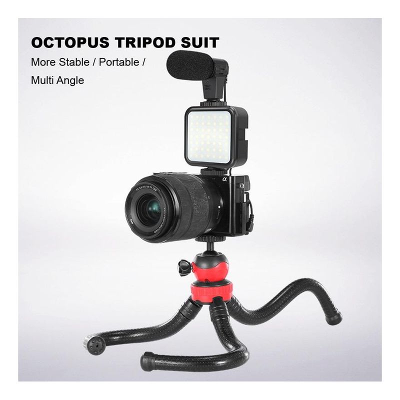 GENERICO - Kit Completo de Vlogging con Trípode y Micrófono Profesional
