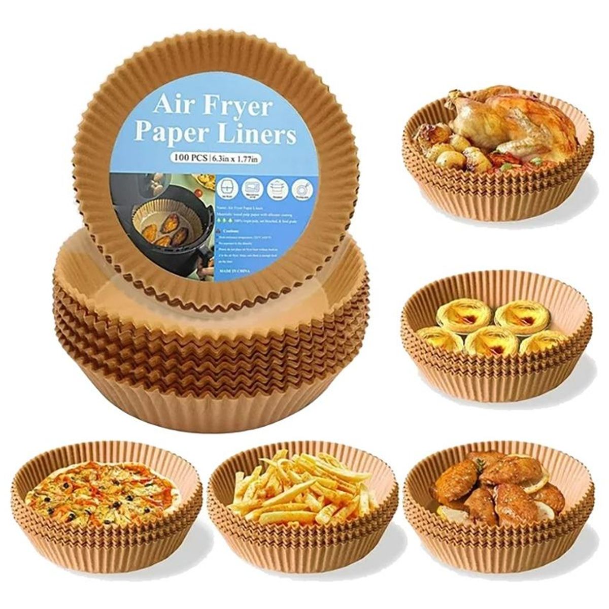 GENERICO - Pack de 500 Forros Desechables Antiadherentes para Air Fryer