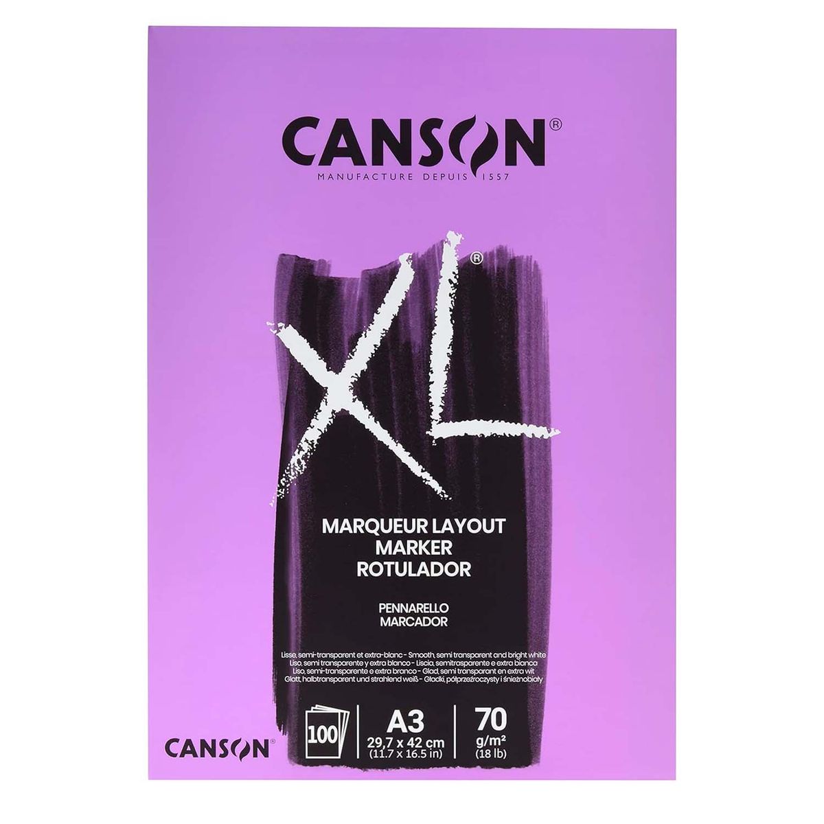 CANSON - Block Canson XL Marker 70gr 100 hjs A3 (29.7x42cm)