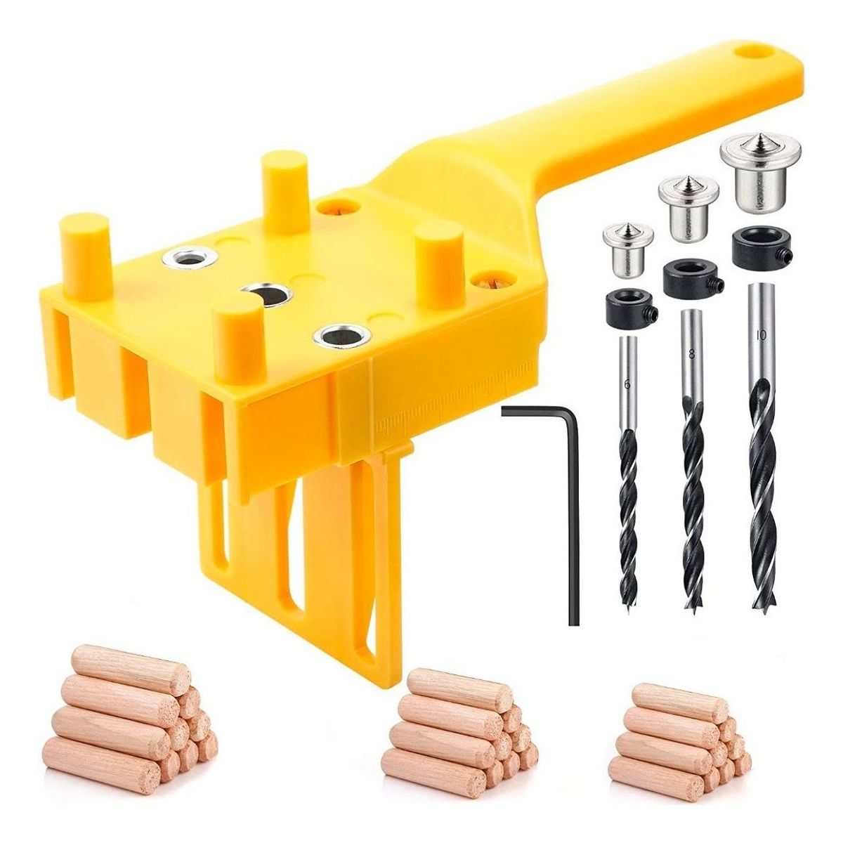 GENERICO - Plantilla de Carpintería con Brocas para Tarugos