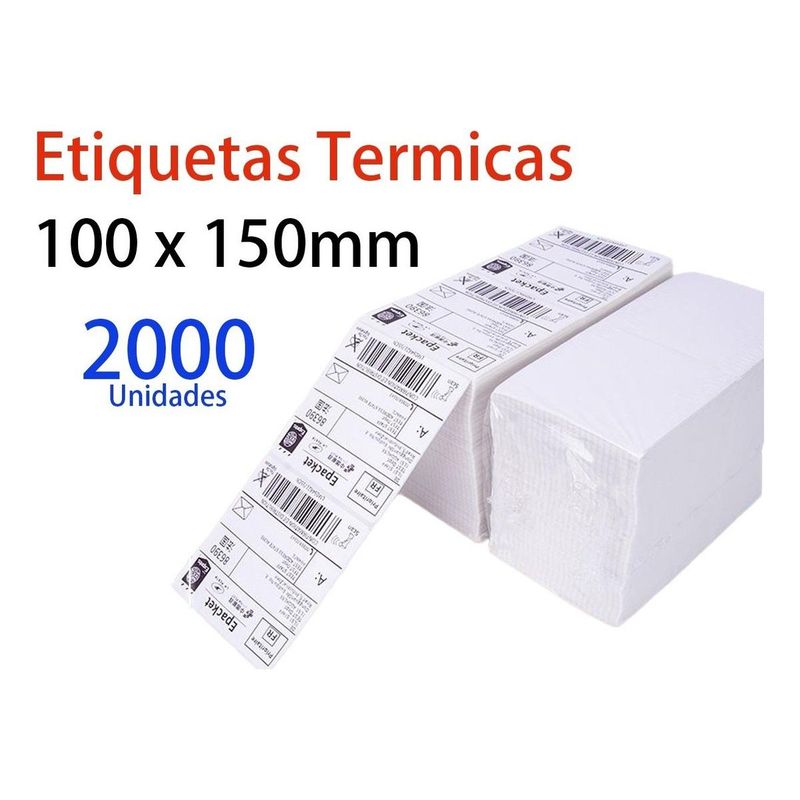 GENERICO - Etiquetas Térmicas Adhesivas 100x150 mm - 2000 Unidades