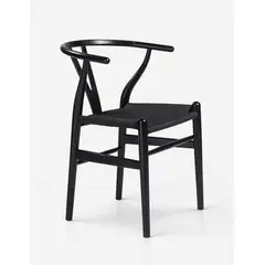 GENERICO - Silla Wish de Madera Negro y Ratan - Negro.