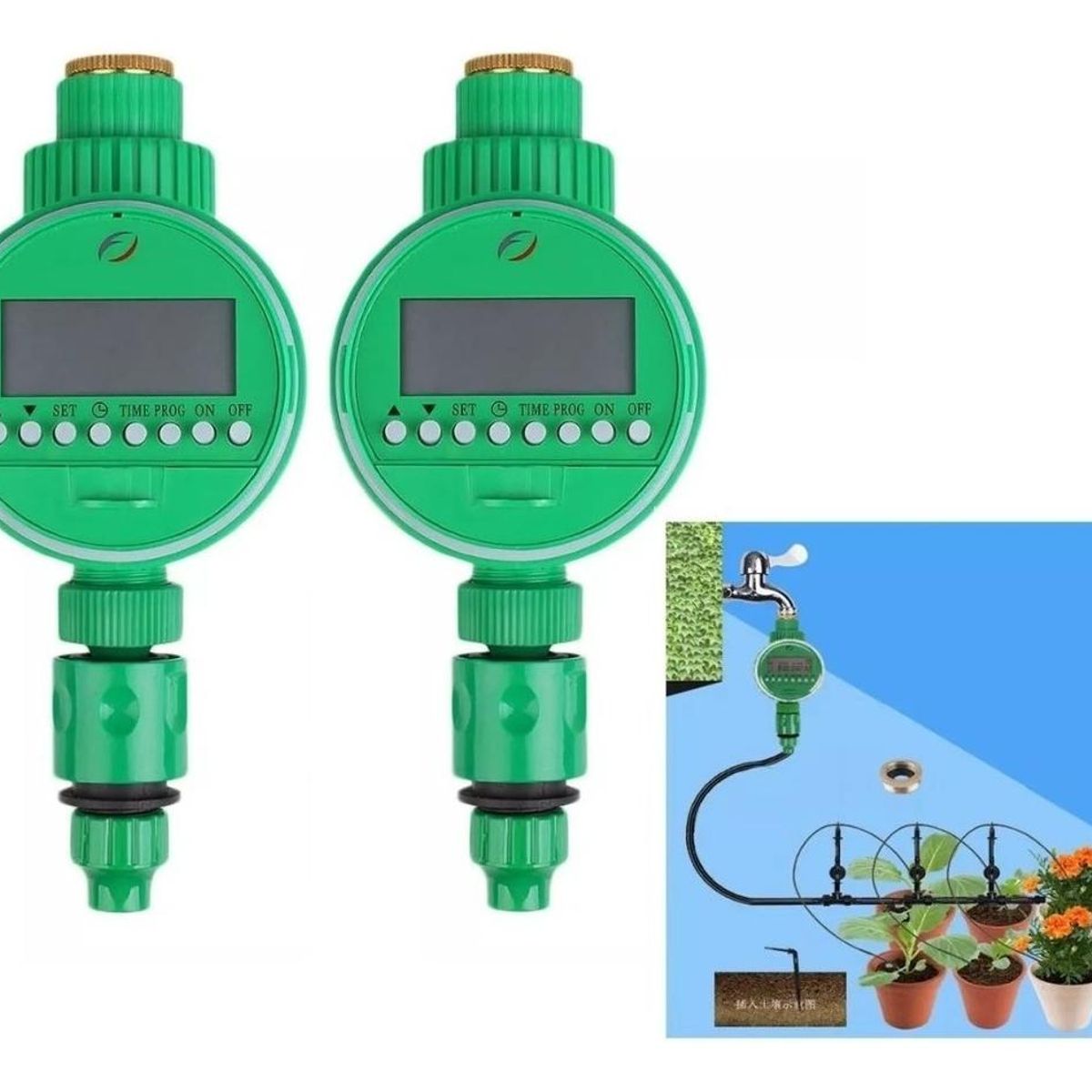 GENERICO - Pack de 2 Riego Programador Automático Digital Verde