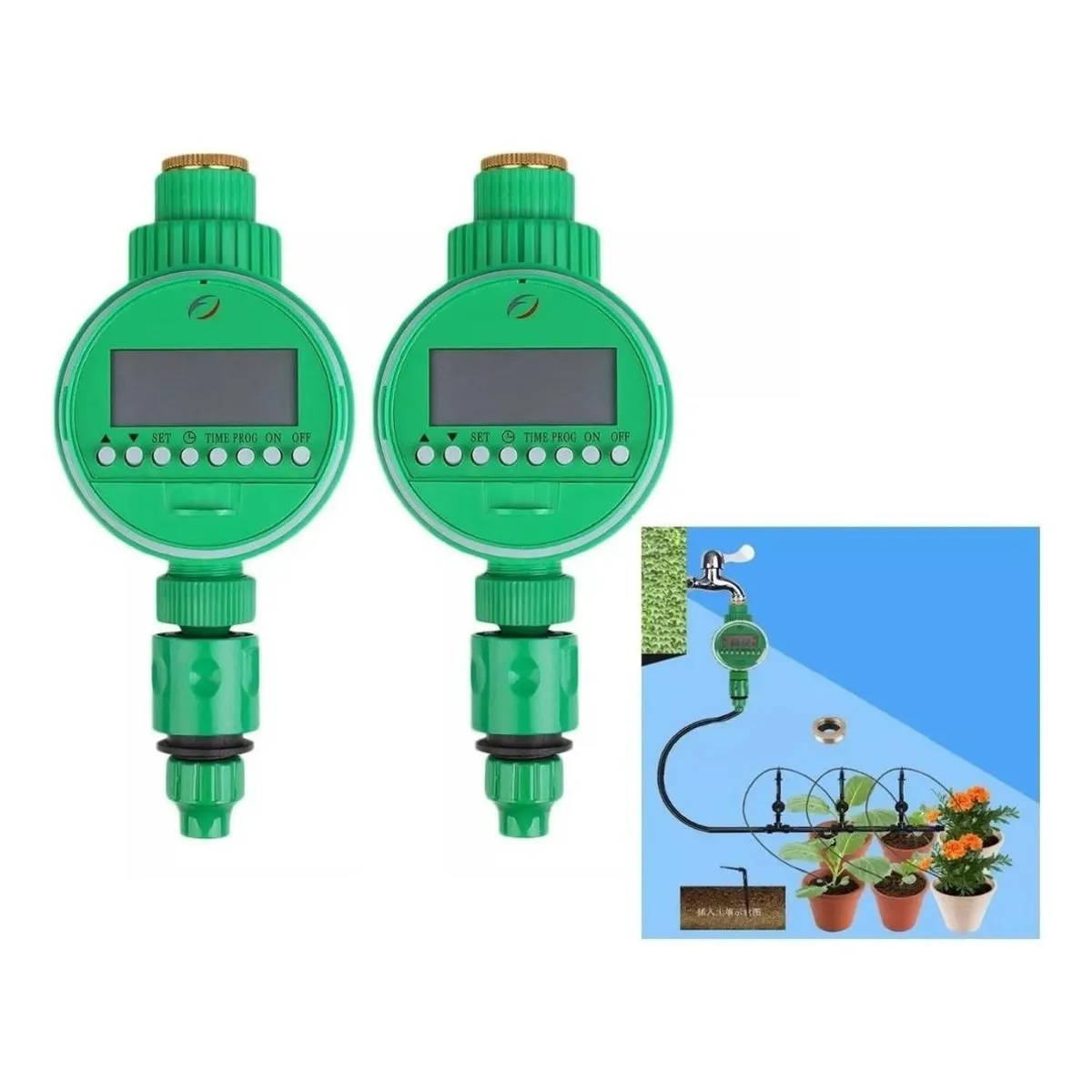 GENERICO - Pack de 2 Riego Programador Automático Digital Verde