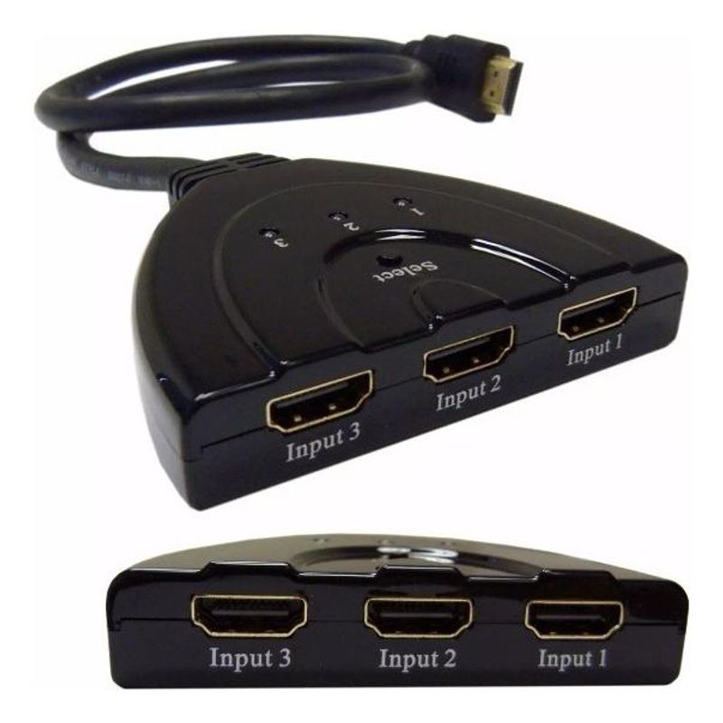 GENERICO - Conmutador HDMI Pigtail 3 Entradas 1 Salida 1080p