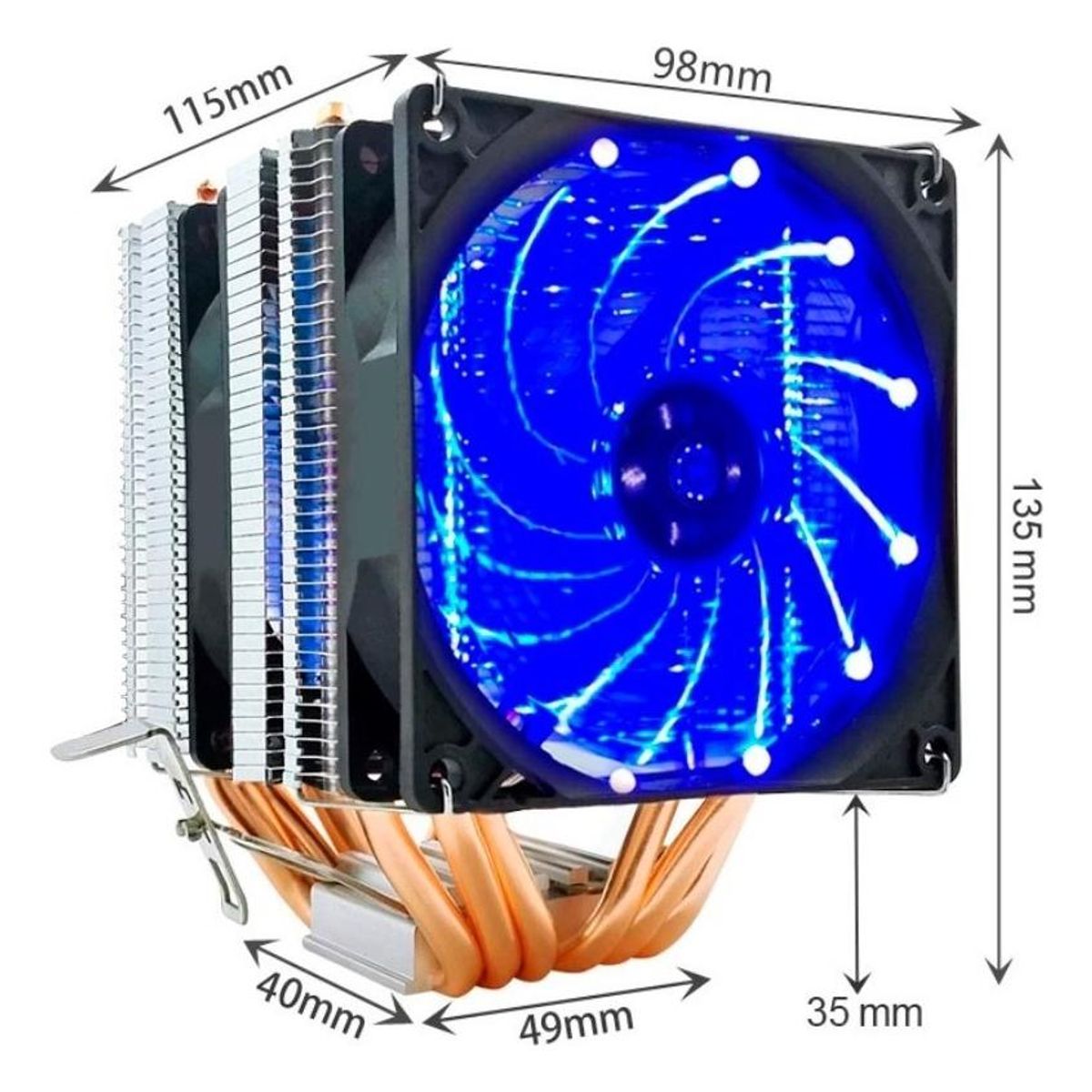 GENERICO - Ventilador Enfriador de CPU RGB con Disipador de Calor