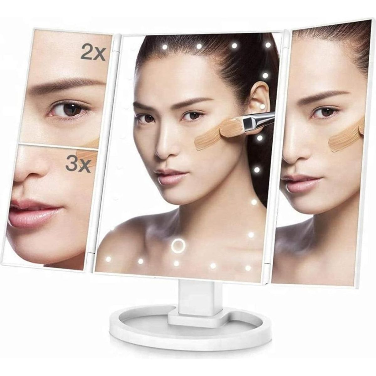 GENERICO - Espejo de Maquillaje con Luz LED y Ampliación 2x 3x