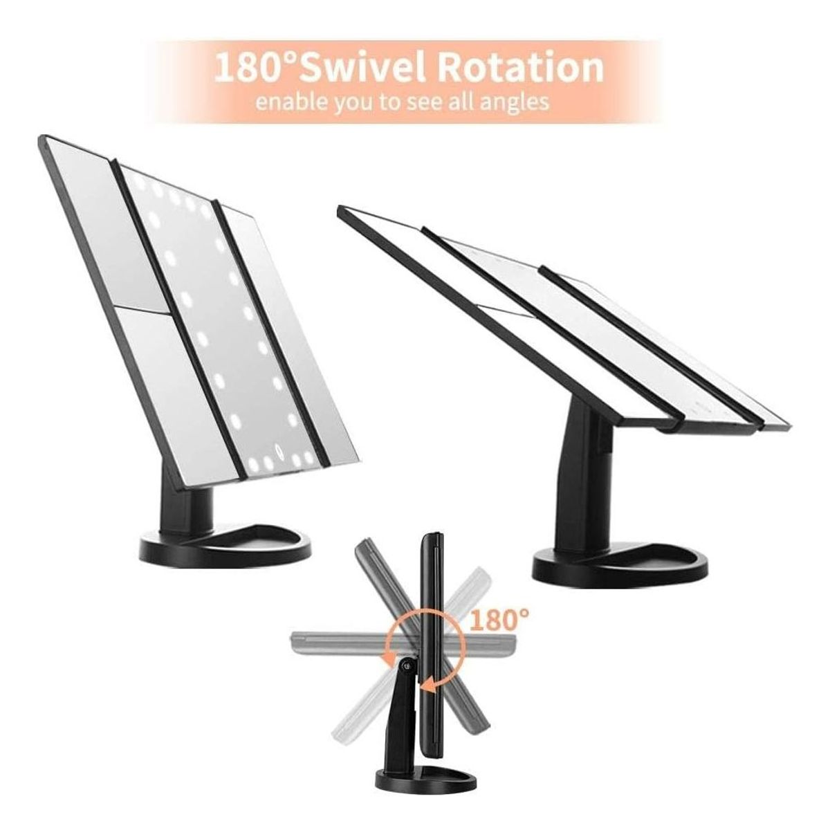 GENERICO - Espejo de Maquillaje con Luz LED y Ampliación 2x 3x