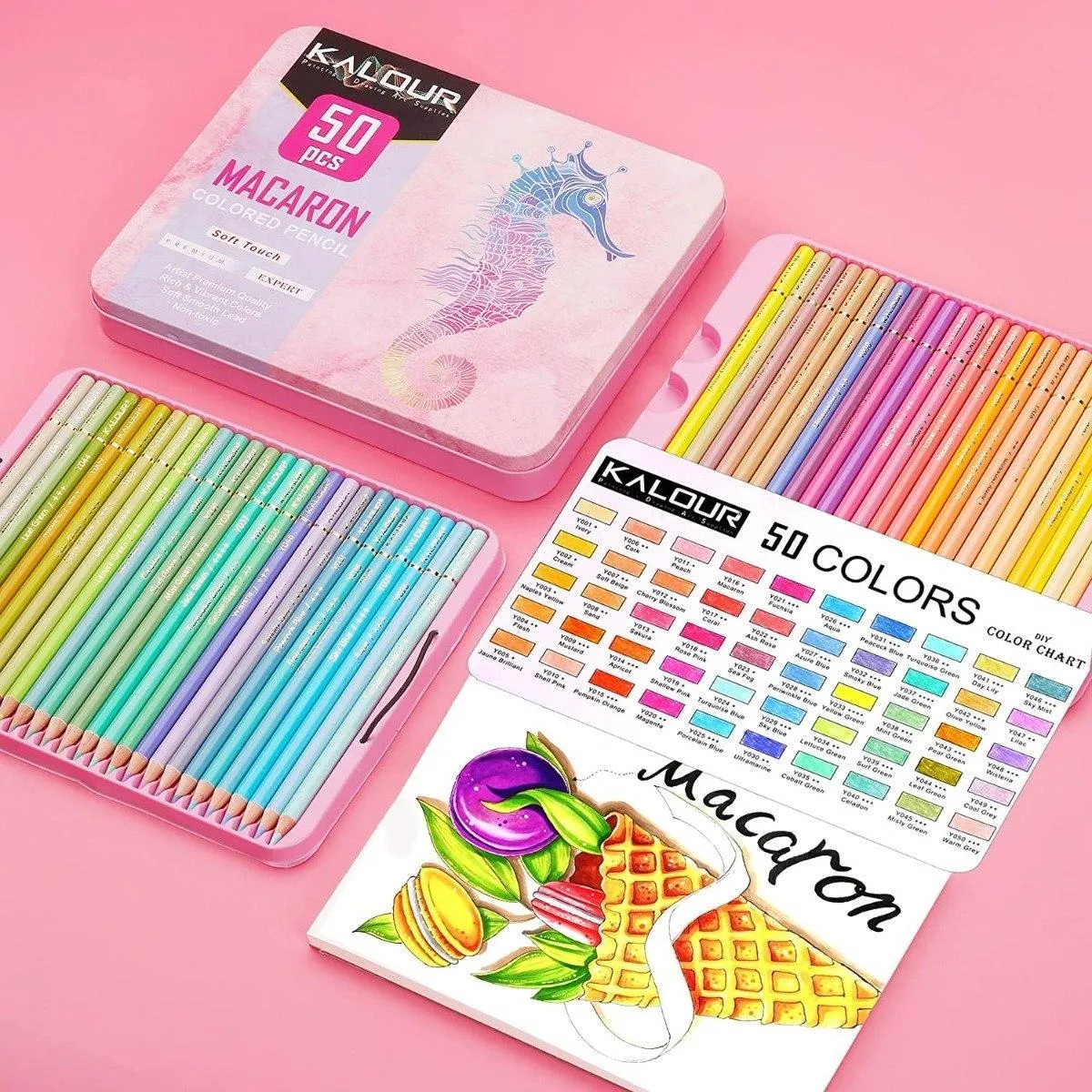 GENERICO - Set de 50 Lápices de Colores Pastel en Caja Metálica